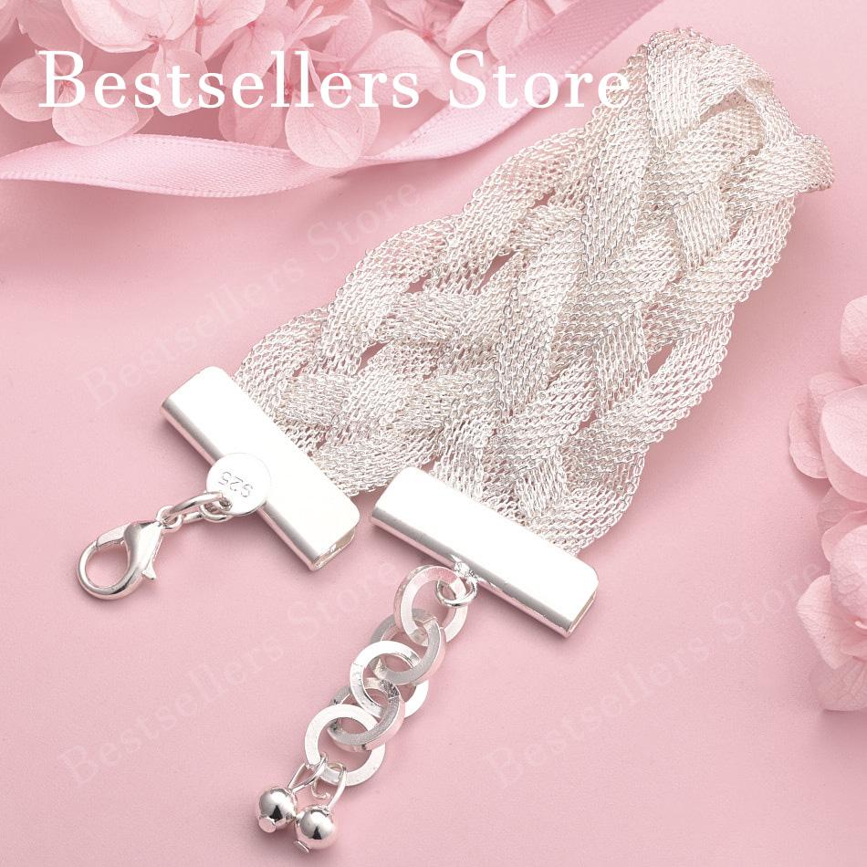 925 sterling silver 8-inch exquisite woven bracelet for men and women, fashionable wedding party jewelry accessories