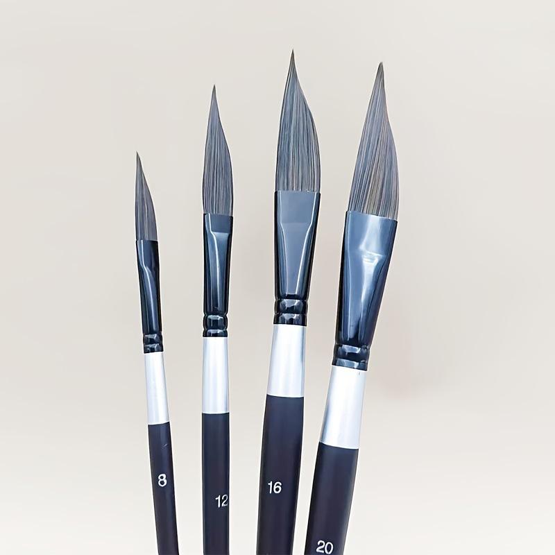4-teiliges Ziehdraht-Pinsel-Set für Gouache, Nylonborsten, Messerförmiger Aquarellstift, Wasserfarbenstift, Handbemalung Kunst Zeichenpinsel