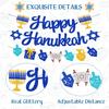 Happy Hanukkah Banner Chanukah Hanukkah Holiday Theme for Festival Wedding Baby Shower Birthday Party Supplies Glitter Blue Decorations