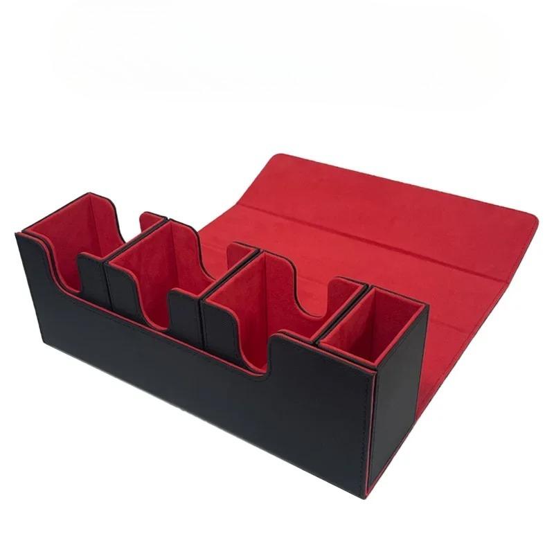 

Коробка для хранения торговых карт 4 в 1 с подставкой для кубиков, коробка для колоды Commander, вмещает до 270+ карт в протекторах для Yugioh MTG TCG PTCG, спортивных карт красный