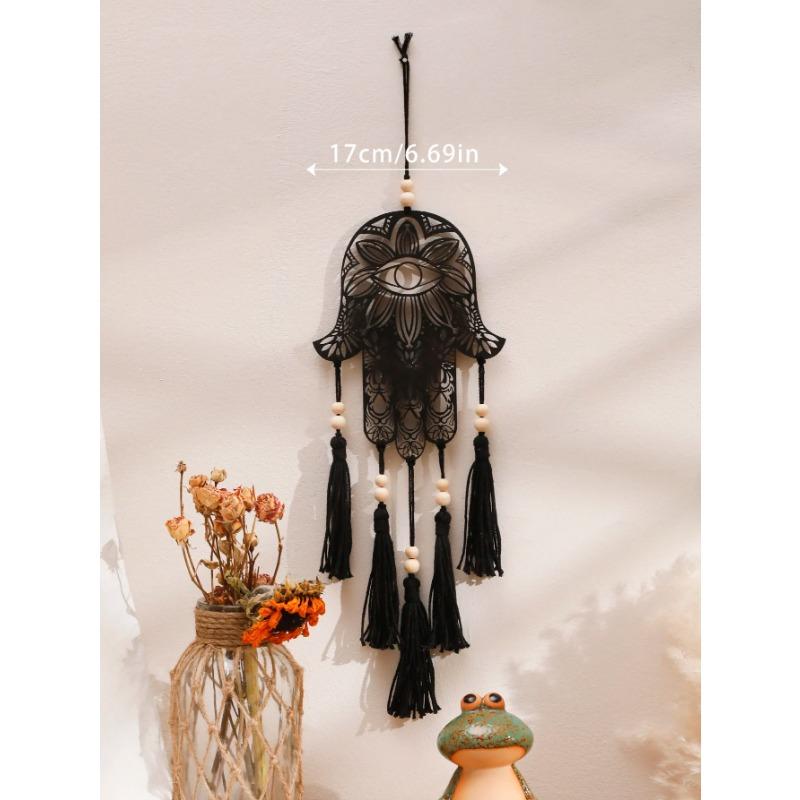 Wooden Wall Decor Wall Hanging Hamsa Hand Evil Eye Home Decor Macrame Hanging Decor Boho Home Decoration Macrame Room Ornament