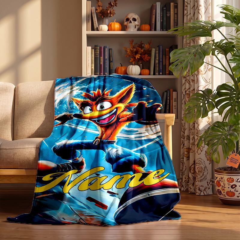 Crash Bandicoot Custom Flannel Blankets Soft Warm Cozy Throws for Home Decor Holiday Gifts