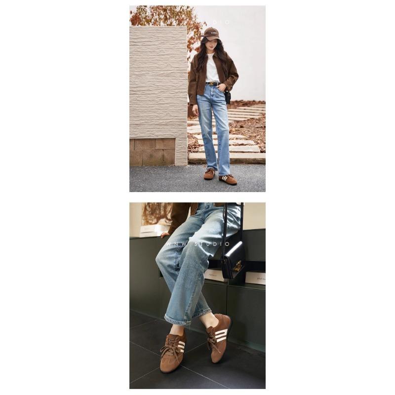 Women S Vintage Cowhide German Training Sneakers Casual Racing Shoes