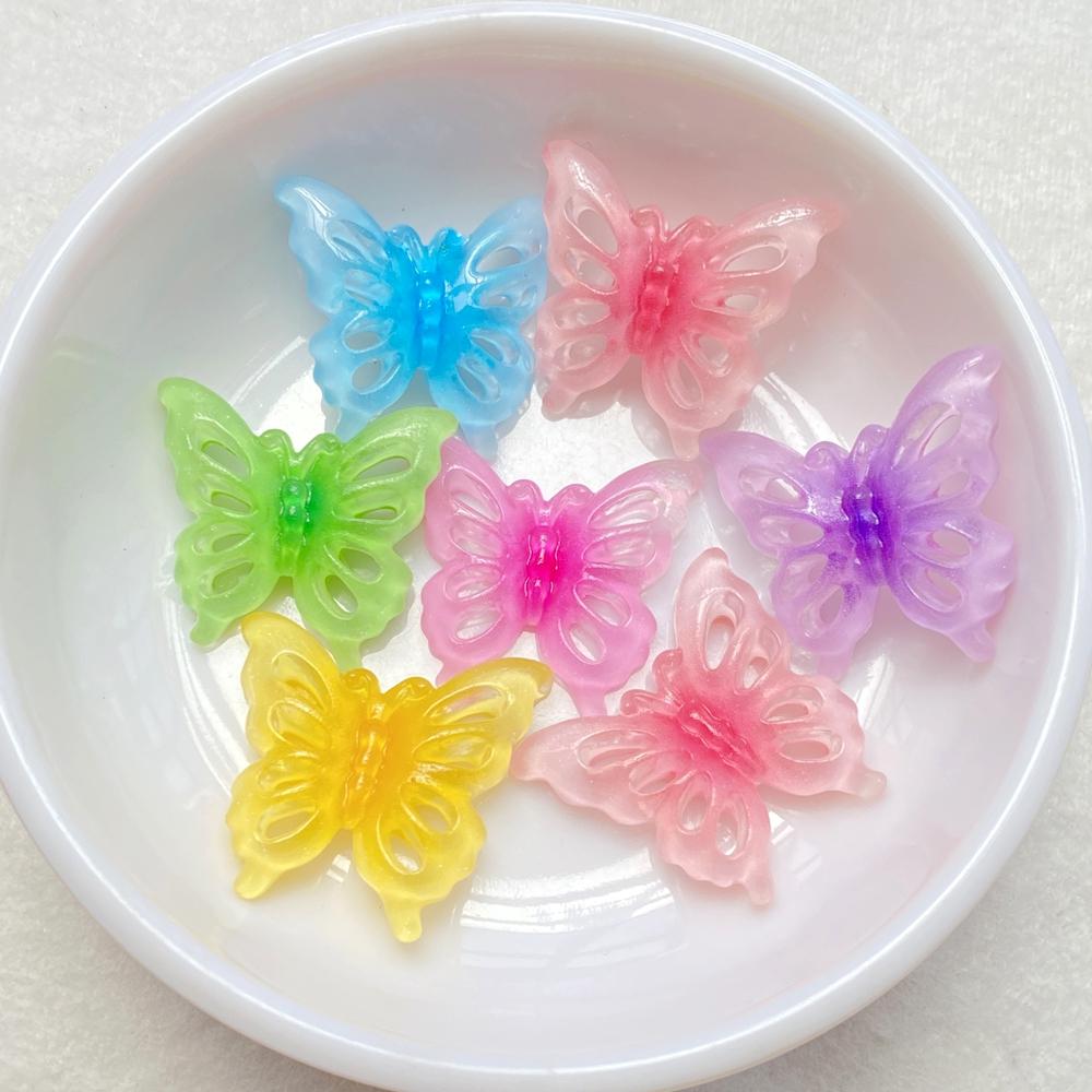 10Pcs Cute and shiny colored cartoon hollow butterfly Flat Back Scrapbook Figurine DIY Bow Decor Accessories Crafts