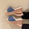 Ciabatte Zeppa Donna Estive Nuove Taglie Grandi Open Toe Suola Spessa Antiscivolo Leggere da Esterno Tacco Alto Sandali Moderni