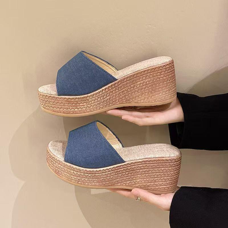 Ciabatte Zeppa Donna Estive Nuove Taglie Grandi Open Toe Suola Spessa Antiscivolo Leggere da Esterno Tacco Alto Sandali Moderni