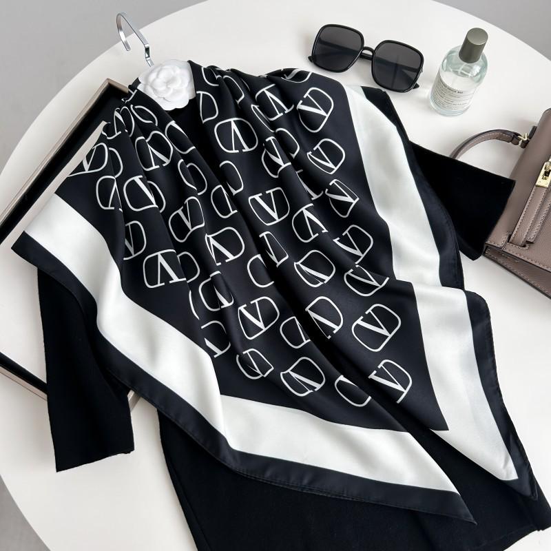 Čiernobiela hodvábna twill šatka so zvieracím vzorom - 90x90CM Jesenný/Zimný šál pre ženy