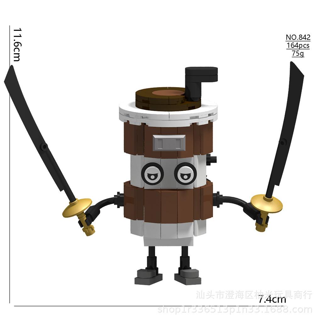 AI Mountain and Sea Pass Tung Tung Sahur Figurine din Lemn Sunt Toate Ornamente Jucării Abstracte de Tip Bloc de Construcție