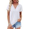 Women Casual Solid Color V Neck Loose Short Sleeve T Shirt Top