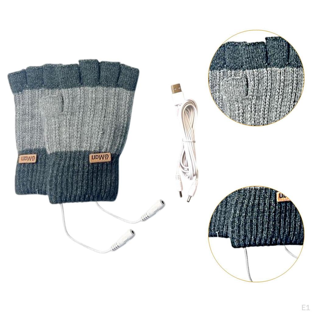 USB Heated Gloves Cold Weather Fingerless for Gaming Computer Work Typing Laptop