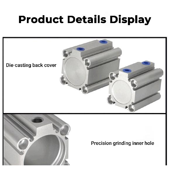TACQ Series Guide Rod Compact Cylinder Double Acting Pneumatic Cylinder 12 16 20 25 32 40 50 63 80 100 Bore