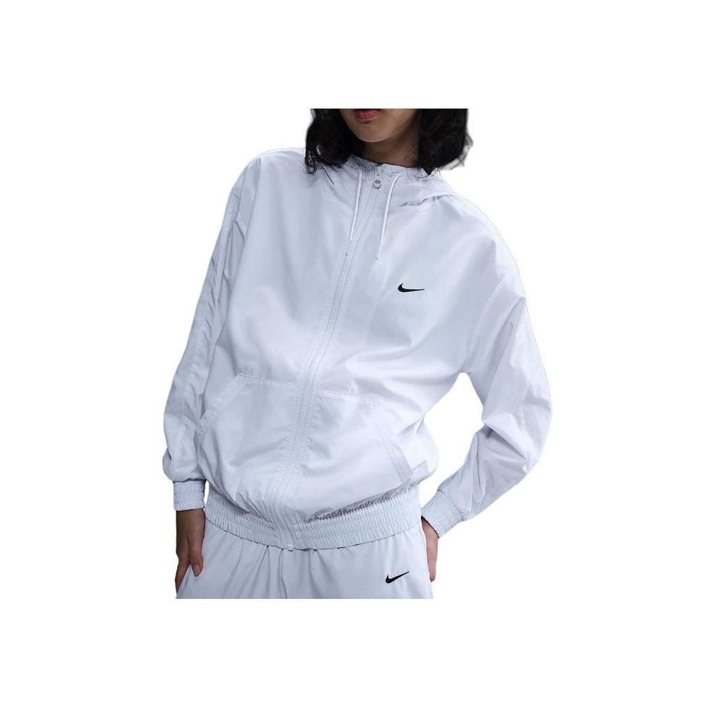 Nike Logo Hooded Oversized Zip-Up Jacket Women jackets White FV6299-100