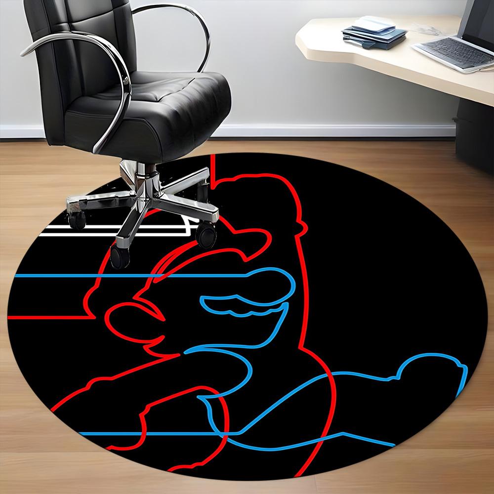 1pc Mario Lines Office Round Area Rug, Indoor Mat Suitable For Office,Bedroom Living Room Home Decor, Room Deco a0926042
