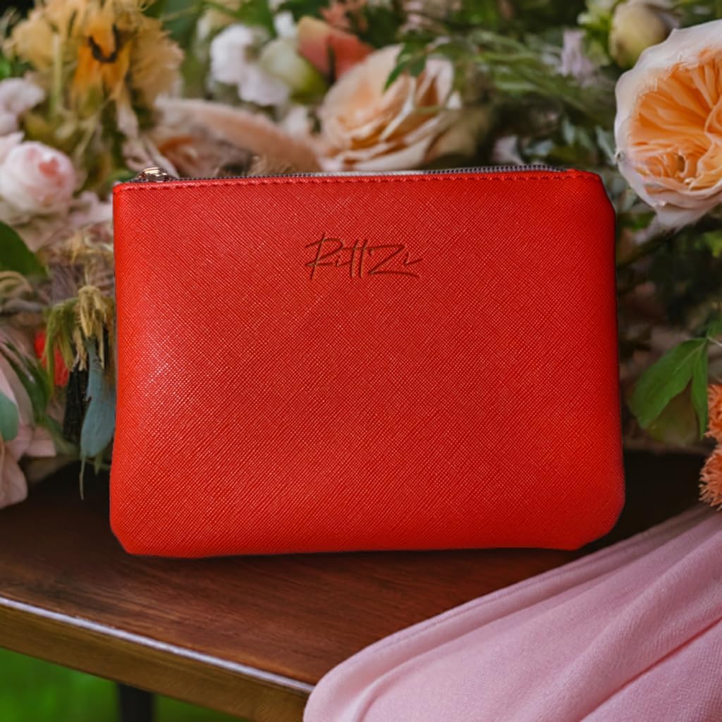 

Radiant Rouge Cosmetic Bag - Slim Makeup Organizer