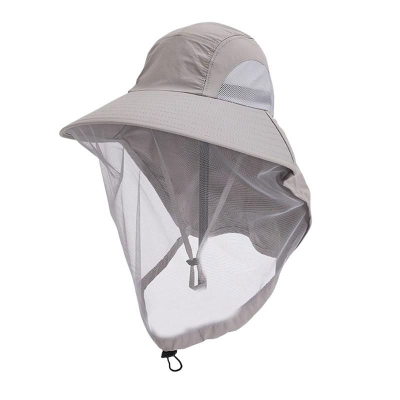 Herren Outdoor Mückenfestes Netz-Gesichtsabdeckung Fischerhut mit atmungsaktivem Polyester für Angeln Camping Wandern