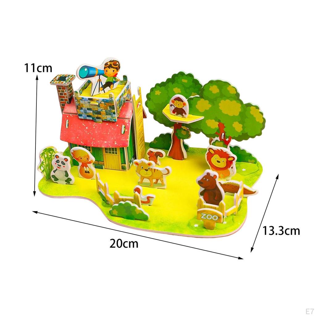 3D House Puzzle for Girls, Child Aged 6-12, Paper Cardboard Mini Craft , Creative DIY
