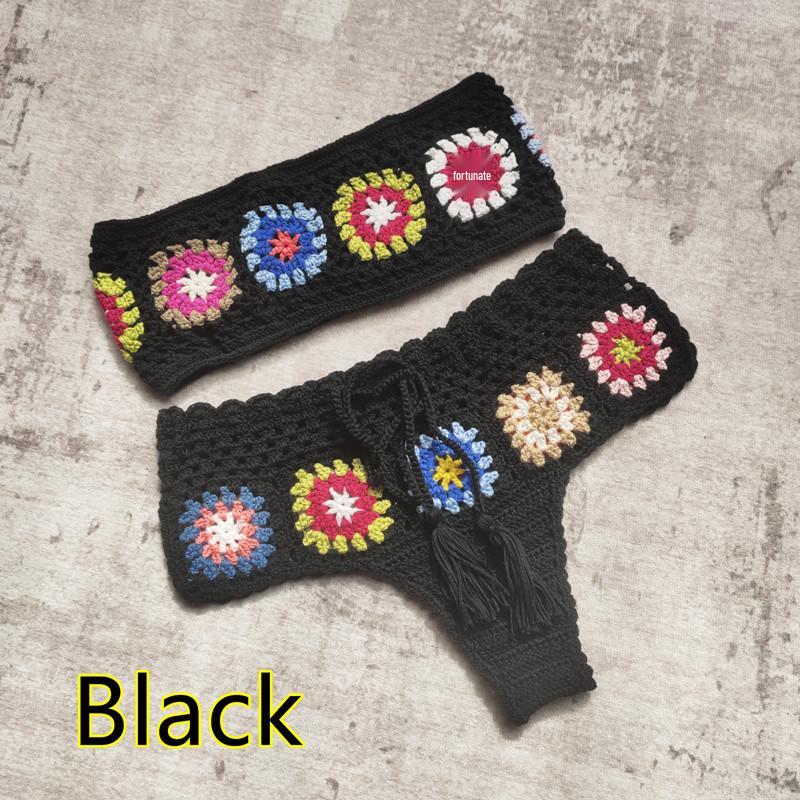 Handmade Crochet Small Square Bikini Set Swimsuit