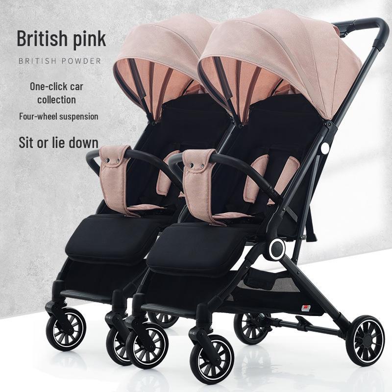 Lightweight Twin Baby Stroller: Foldable, Sit and Lie Option for Children