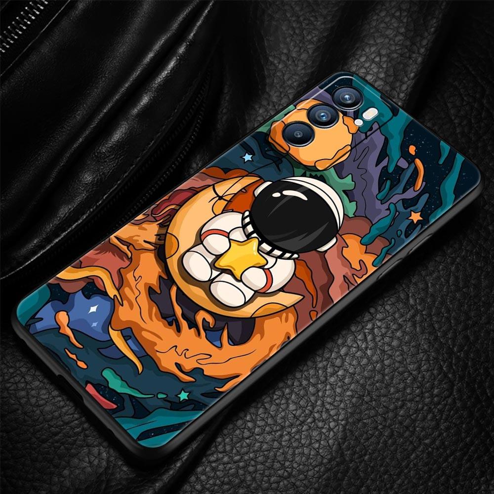 Cartoon Cute Cosmonaut Phone Case For Oppo Reno 13 12 11 10 7 F Find X5 X6 A98 A80 A79 A78 A57 A54 A31 A17 Pro 5G Soft TPU Cover