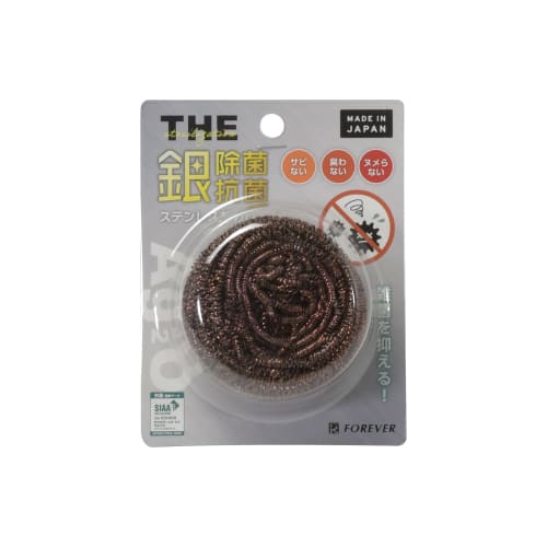 FOREVER Tawashi (Scrubbing Brush), 30g, Silver Sterilizing and Antibacterial, 18-8 Stainless Steel, Made In Japan, Prevents Rust, Odors, and Slime, CC