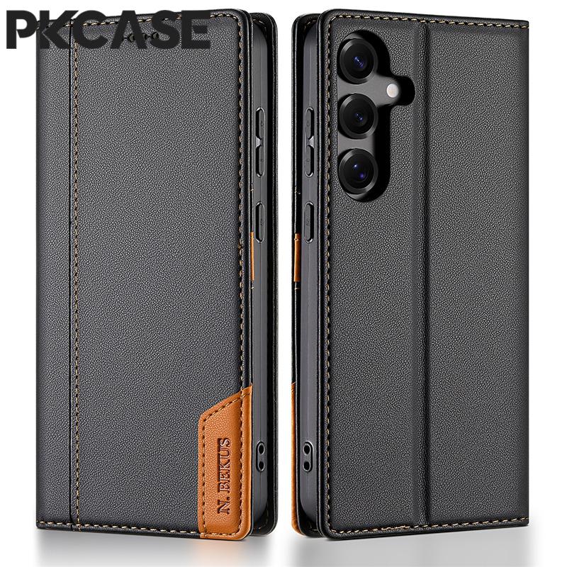 Wstrząsoodporne Etui Portfel z Gniazdem na Karty typu Flip Skórzane Dla Samsung S25 Edge S24 S23 FE Plus A17 A07 A56 A36 A26 A16 A06 Pokrowiec