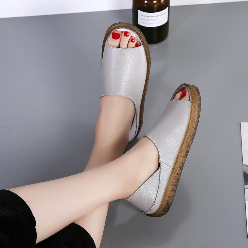 Sandales Romaines pour Femmes Extérieur Décontracté Cuir Blanc Chaussures Plates Grandes Tailles Creuses Bout Ouvert Chaussures d'Été pour Fille