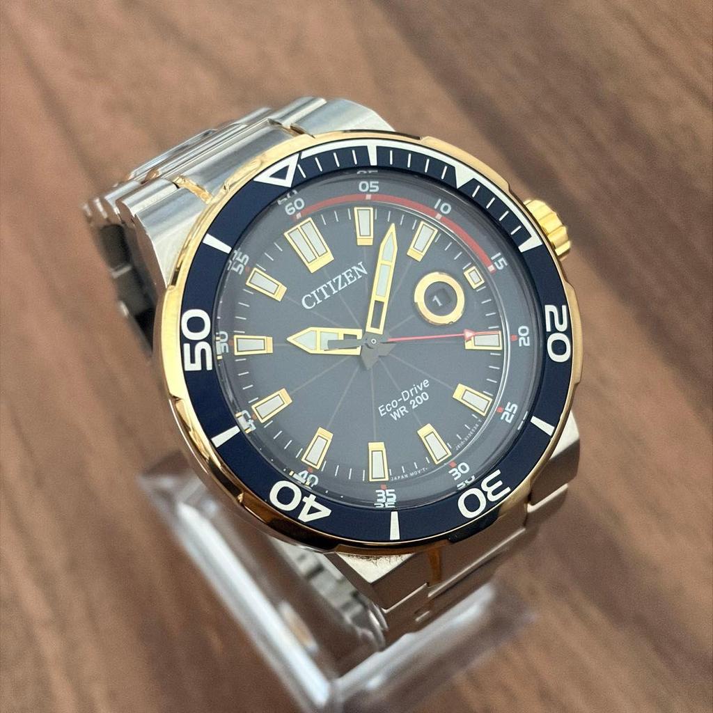 Б/у CITIZEN Endeavor AW1424-62L Eco Drive Дайверские 200м Зарубежная модель Хорошее состояние с коробкой и дополнительными звеньями Citizen