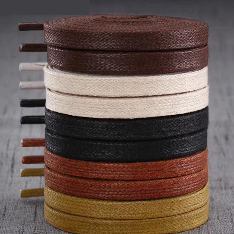1 Pair Waxed Flat Shoelaces Leather Waterproof Casual Shoe Laces Unisex Boots Shoelace Length 60/80/100/120/140/160/180CM Laces