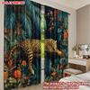 Set Of 2 Leopard Tree Curtains Digital Printing Realistic Animal Lush Green Jungle Flowers Single Layer Decor Modern Made Polyester