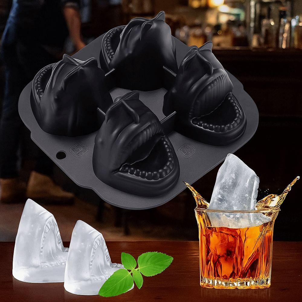 2pcs 3D Sharks Ice Cube Mold Food Grade Silicone Ice Cube Maker Kitchen Gadgets Ice Cube Tray  Pub