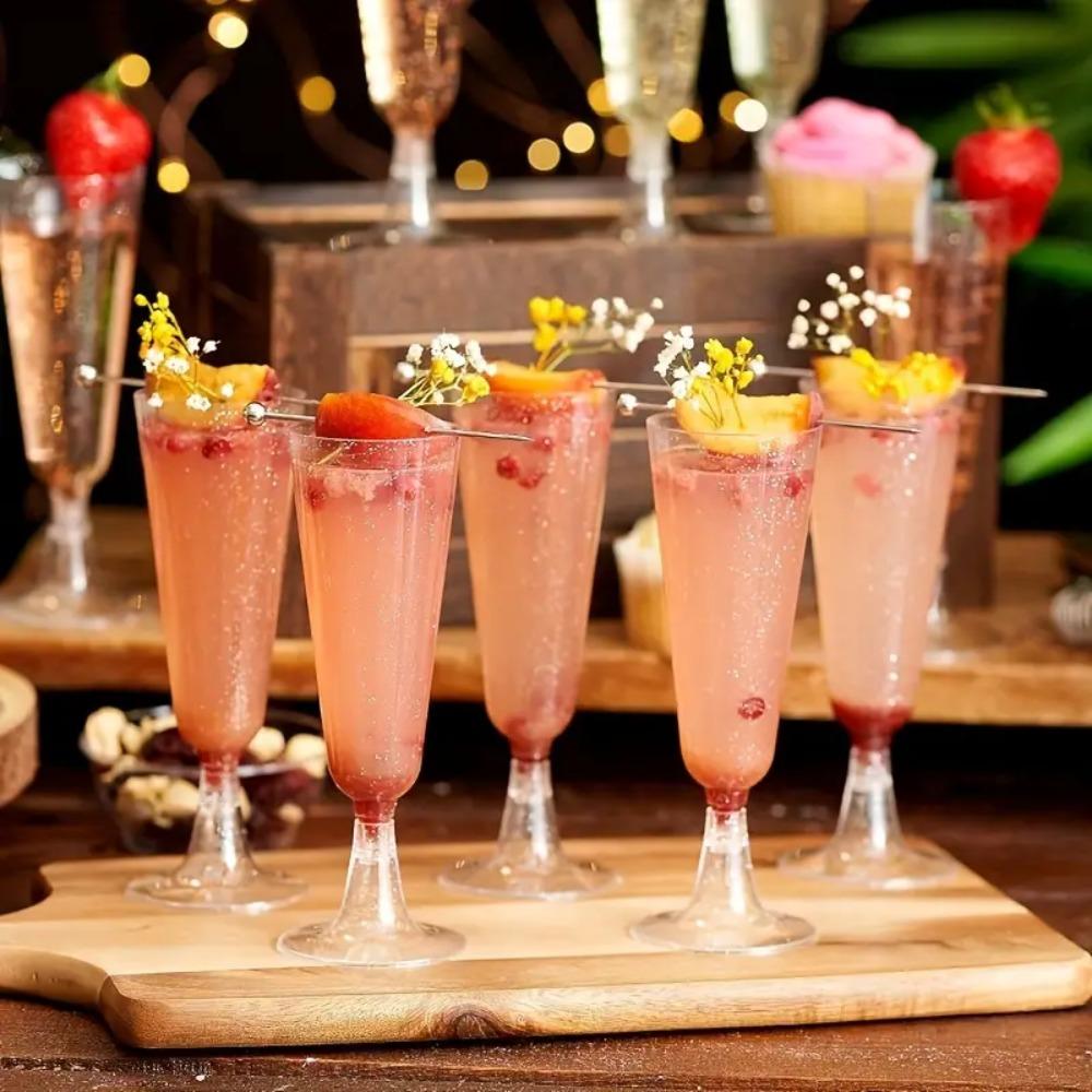 10pcs Durable Champagne Glass Clear Red Wine Glass Plastic Champagne Flute Goblet  Party Favors