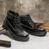 Desai First-Layer Cowhide Martin Boots Retro High-Top Wear-Resistant Leather Boots Thick-Soled Heightening British Style Tooling Boots Men