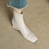 Weißes Kurzstiefel mit eckiger Spitze Damen Winter Samt 2025 Herbst neu dicker Absatz Sockenstiefel elastische dünne Stiefel ausländischer Stil Stiefel