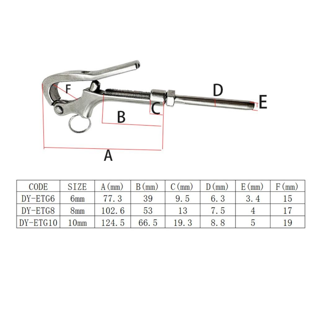 Openable Goose Head Shape Quick Release Hook 316 Stainless Steel Stud Terminals Wire Rope 6mm