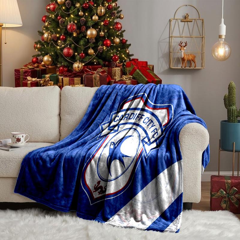 Cardiff Fc Crest Throws Blanket Flannel Blankets Plush for Couch Bed Gifts for Men Women Travel picnic blanket Christmas fan gifts