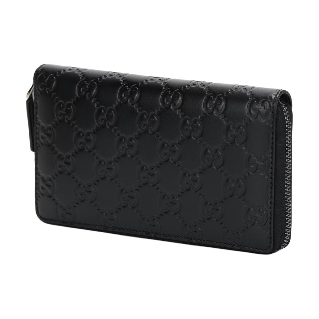Gucci Long Logo Embossed Zipper Leather Wallet Clutch Handbag Men Wallets Black 307987-CWC1R-1000