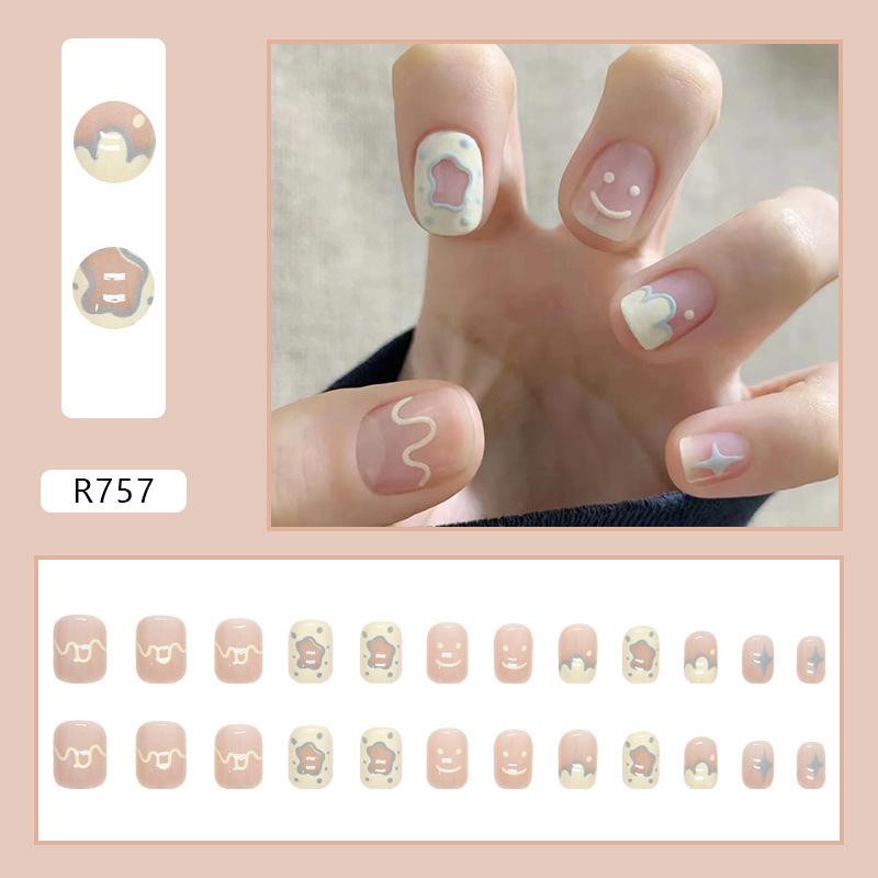 24Pcs Trendy False Nails Patch Gradient Color With Glitter Sequins Design Fake Nails Detachable Full Cover Fake Nail Tips