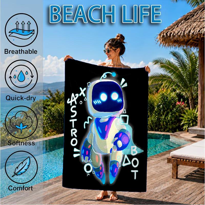Underwater Adventure Robot Beach Towel, Super Soft Microfiber, Perfect Gift for Her/Him, Birthday, for Pool, Beach, Travel, Decor Beach Party