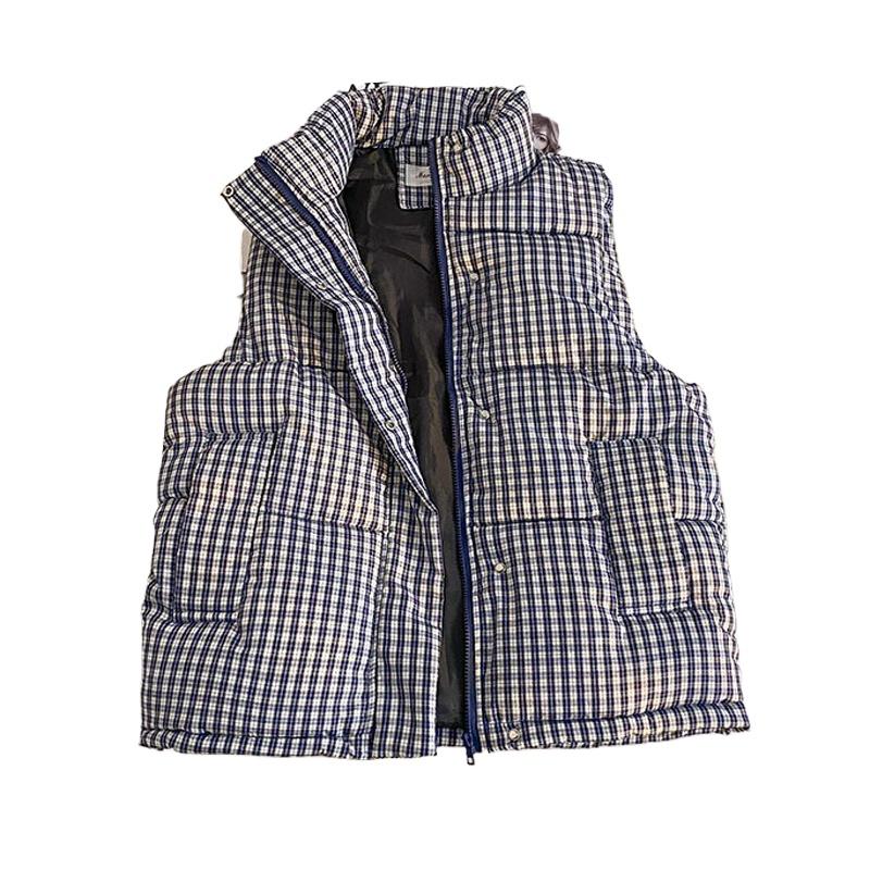 

Куртка-жилет без рукавов в клетку со стойкой воротником, женская, новая, осенне-зимняя, многослойная, повседневная, свободного кроя XL