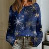 Women's Fashion Round Neck Long Sleeve Christmas Print Casual Pullover Sweater Top