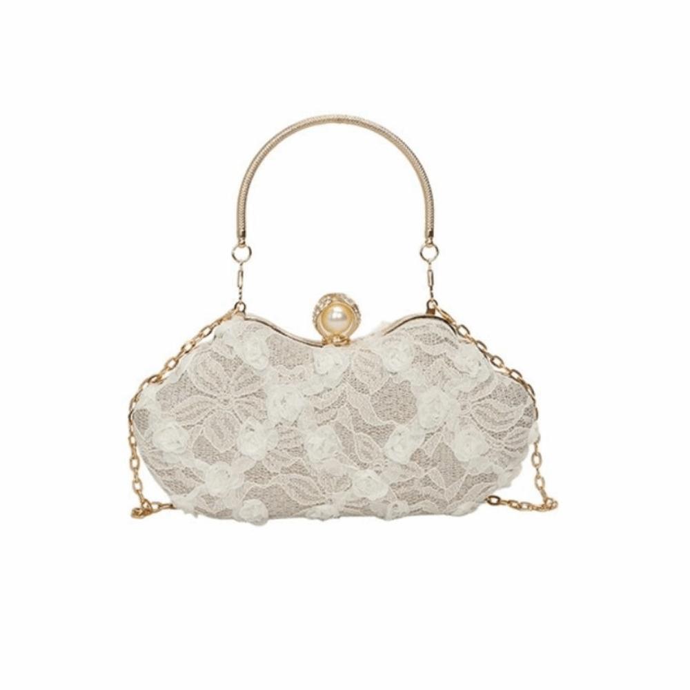 Luxury Polyester Lace Flower Bag Lace Flower Banquet Bag Clutch Handbag Women