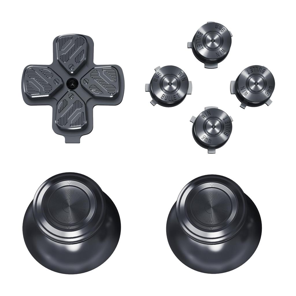 EXtremeRate Metal Thumbstick Tlačítko ABXY pro kompatibilní s PS5 Vlastní náhradní hliníkový analogový palec Akční tlačítka Směrová tlačítka pro