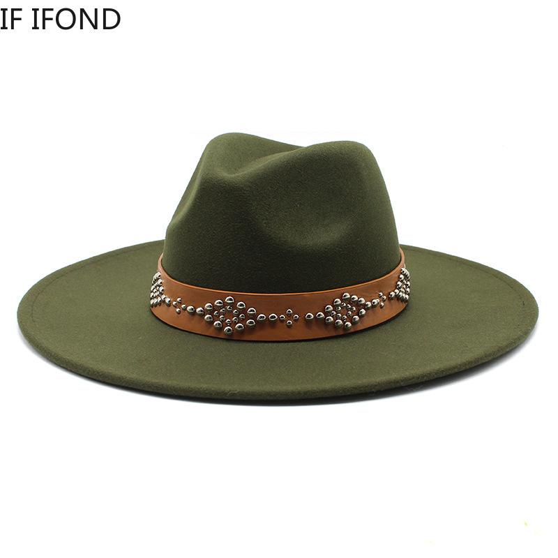 2022 Fedora Hat for Women Retro Wool Felt Jazz Hat 9.5CM Wide Brim Church Wedding Hat Street Fashion Black Dress Cap