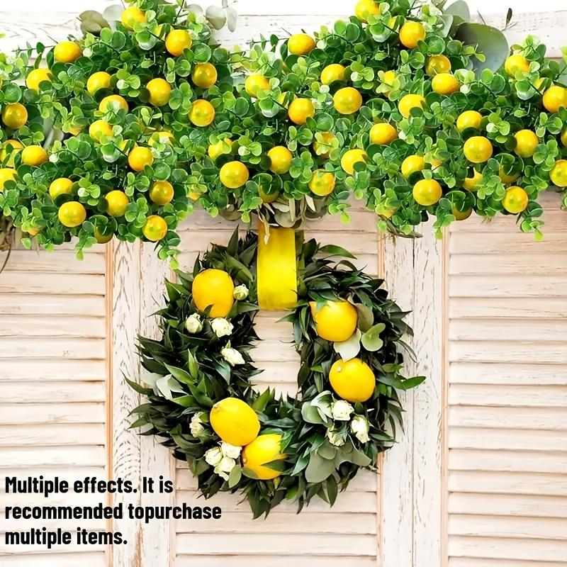 3/5pcs Artificial Lemon Branches with Eucalyptus Leaves - Faux Yellow Lemon Stems for Kitchen Table Centerpiece And Home Decor