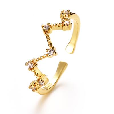 Electroplating High Color Retention Korean Version Light Luxury Fashion Zircon Big Dipper Ring Women's Geometric Index Finger Ring