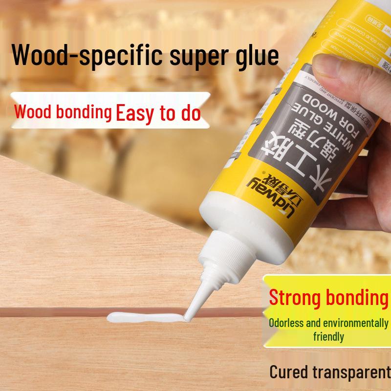 Woodworking Adhesive: White Latex Glue for Solid Wood Furniture, Table and Chair Repair, and Floor Cracks.