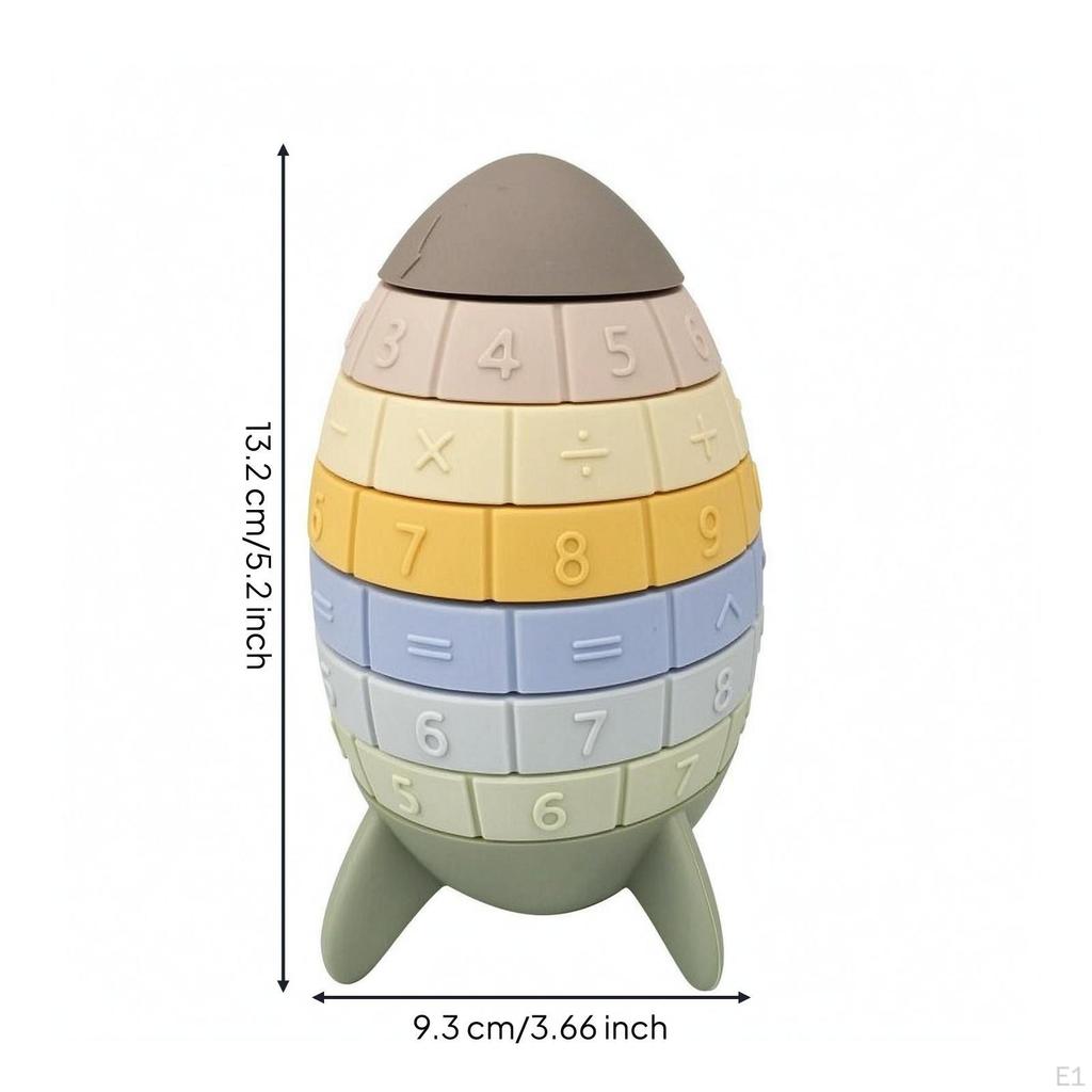 Spacecraft Stacking Toy Raised Numbers Number Math Symbols Silicone Stacker