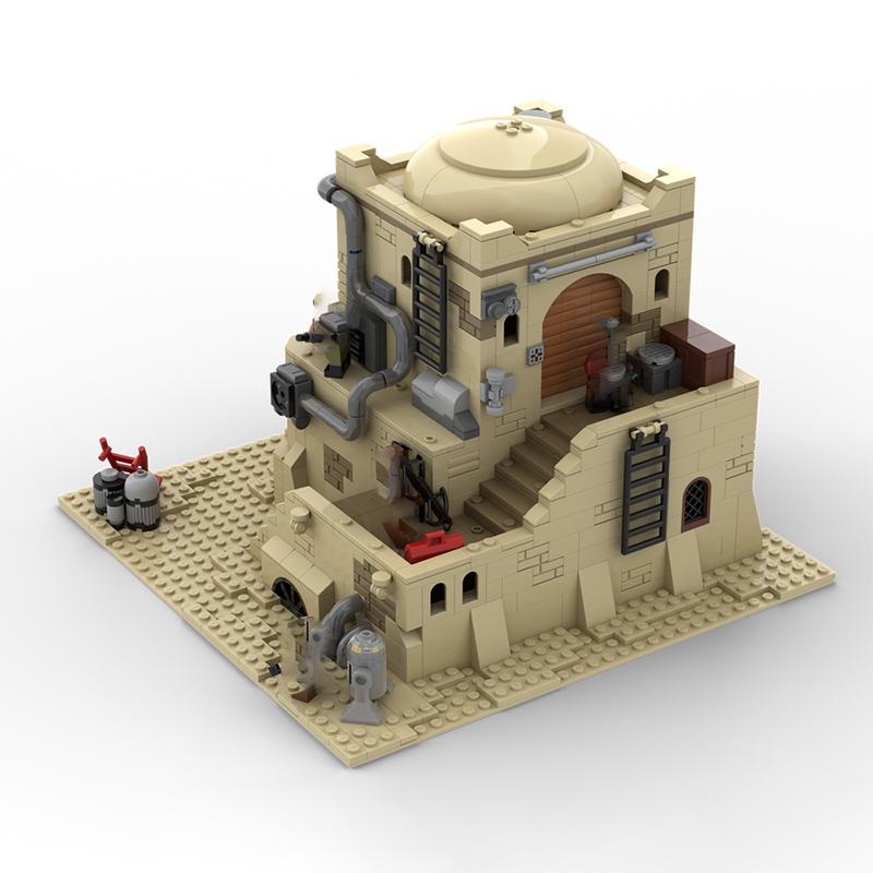 32 Plamki Moc-123177 Małe Klocki Budowlane Pustynna Baza Model Domu Klocki Budowlane Scena Filmowa Zabawki Montaż DIY