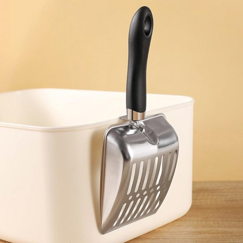 Efficient Ergonomic Grip Cats Litter Scooper Stainless Steel Litter Scoops with Fine Sifting Hole for Litter Cleaning