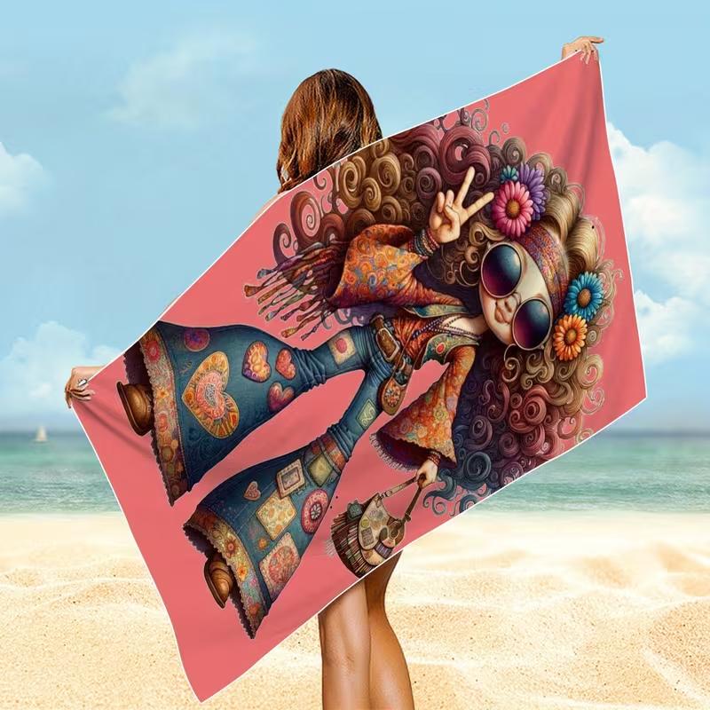 Bohemian Mandala Flower Beach Towel Pink Gold Soft Microfiber Beach Towel Elegant Decor Towel Quick Drying Pool Beach Activities W40*H60(CM)
